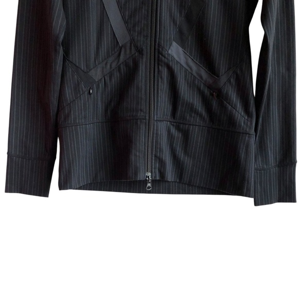 Lululemon Women's Origami Track Jacket Size 4 Grey Black Pinstripe - Picture 4 of 15